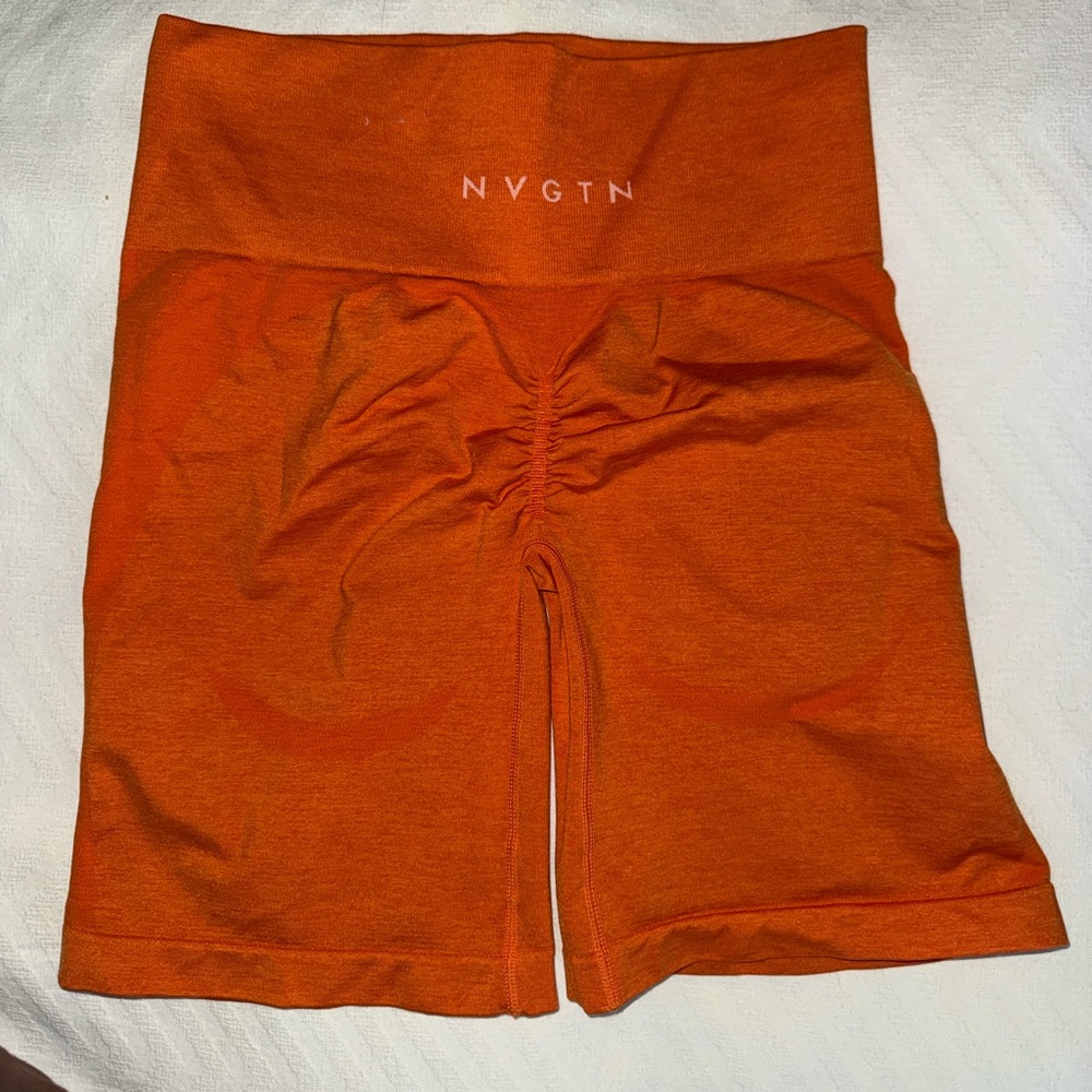 NVGTN Sunset Orange Scrunch Seamless Shorts